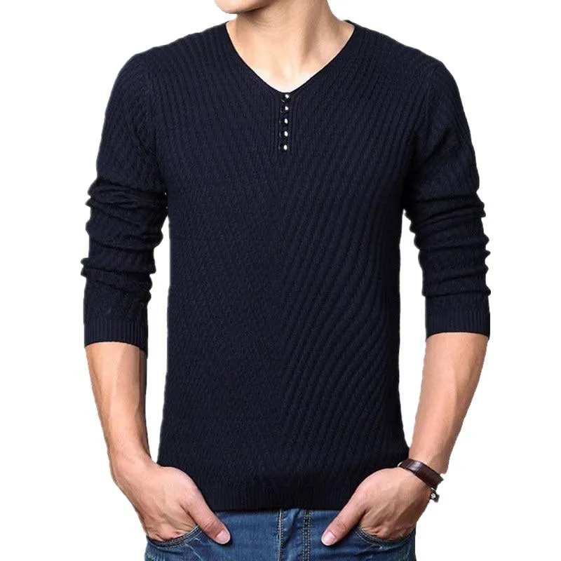 Premium Henley Neck Ribbed Sweater