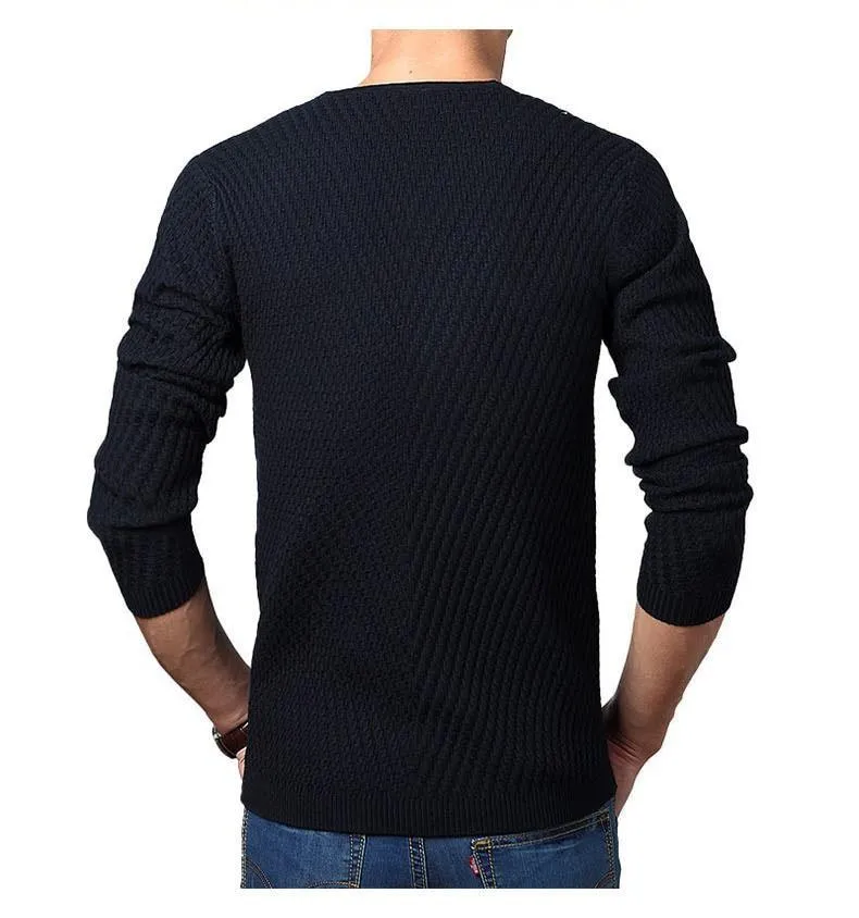 Premium Henley Neck Ribbed Sweater