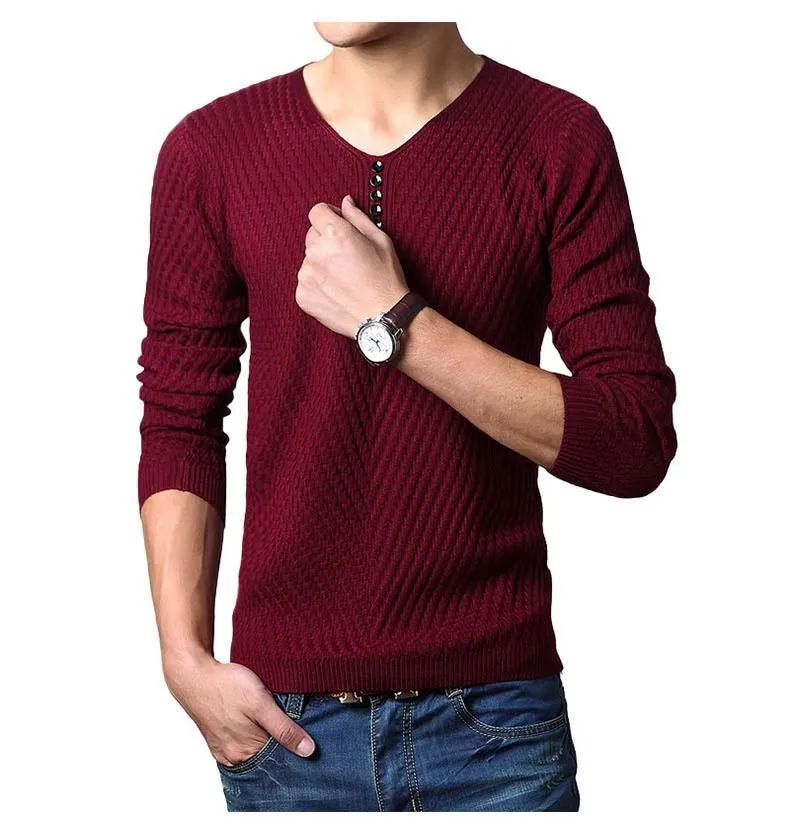 Premium Henley Neck Ribbed Sweater