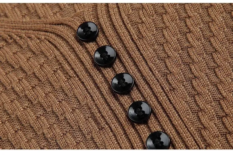 Premium Henley Neck Ribbed Sweater