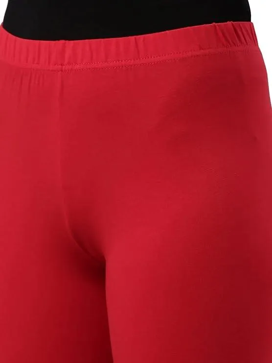 RED Cotton and Lycra Blend Chudidar Leggings