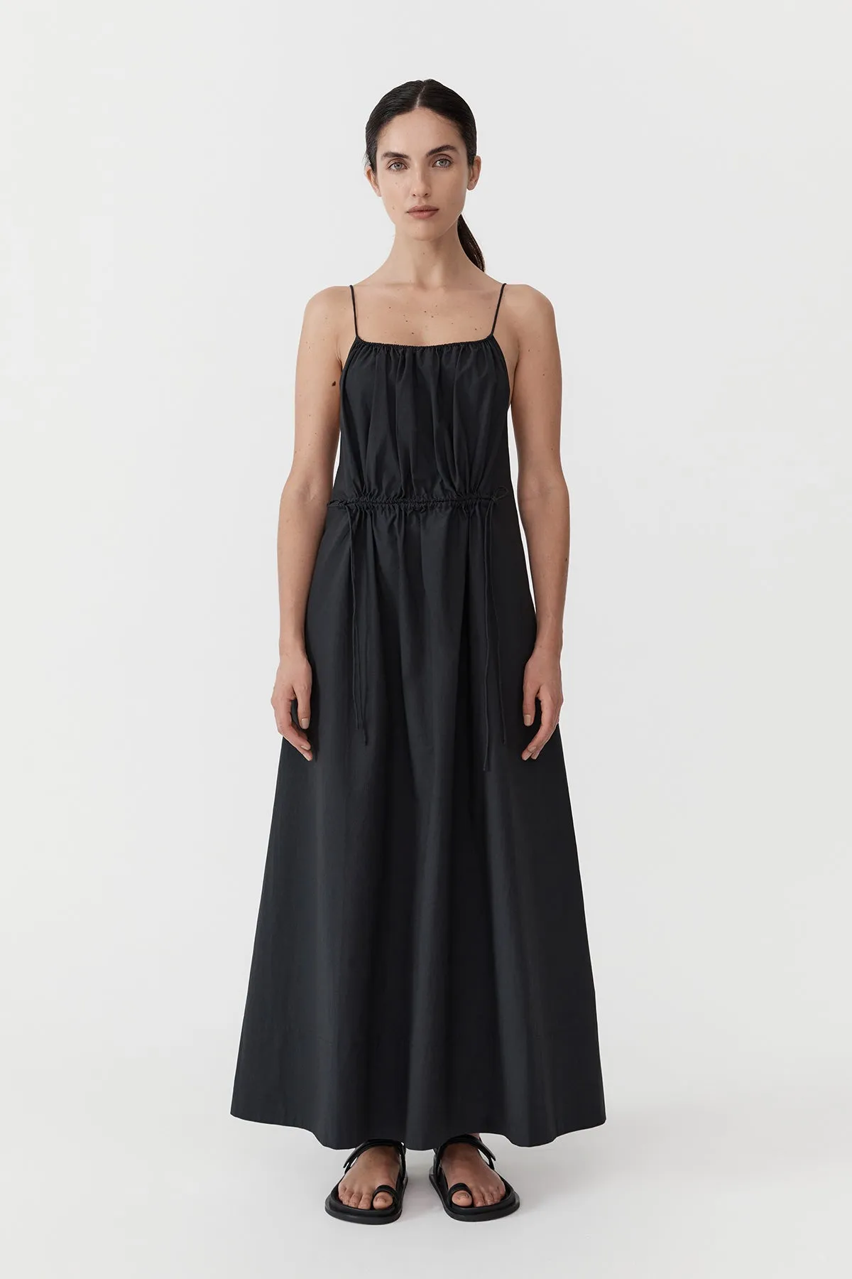 Relaxed Drawstring Dress - Black
