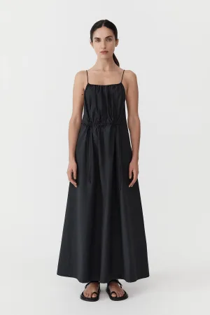 Relaxed Drawstring Dress - Black