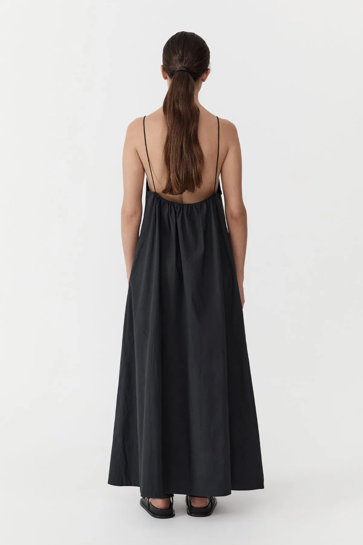 Relaxed Drawstring Dress - Black
