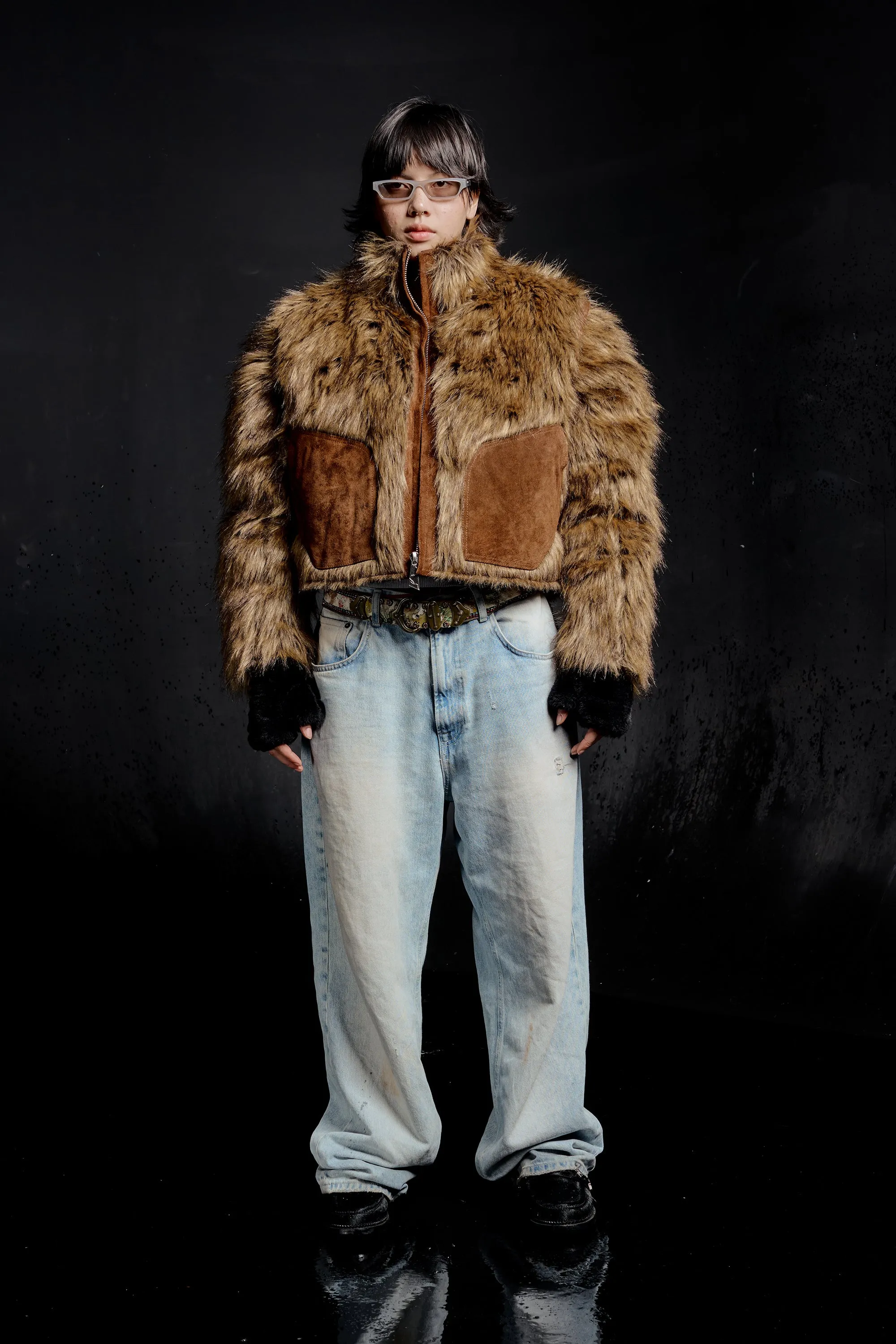 Sable Fur Bomber Jacket in Blonde
