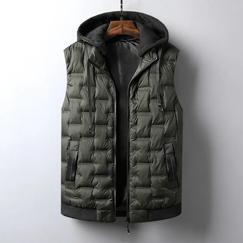 Stylish Quilted Sports Insulated Men's Vest with Hood - SF1532
