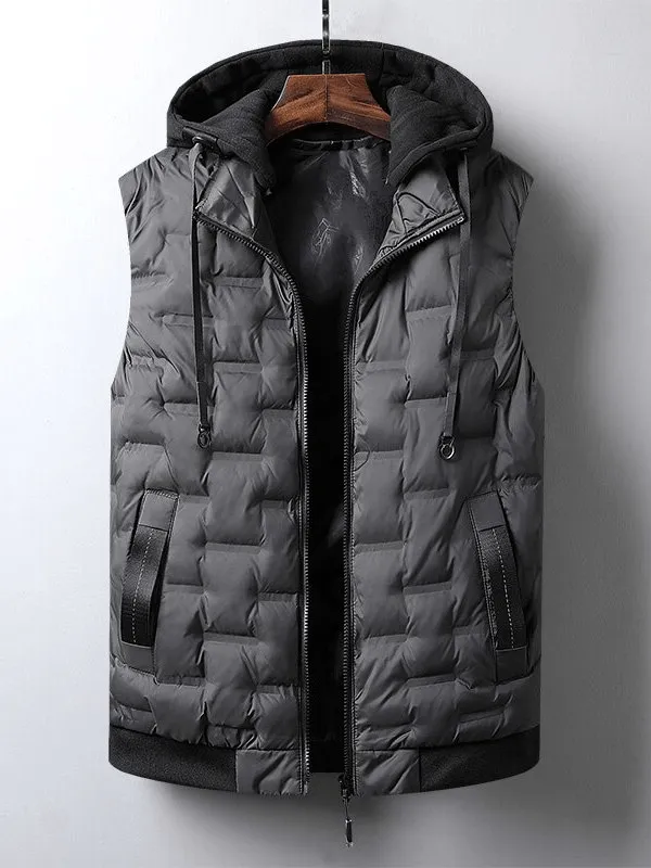 Stylish Quilted Sports Insulated Men's Vest with Hood - SF1532