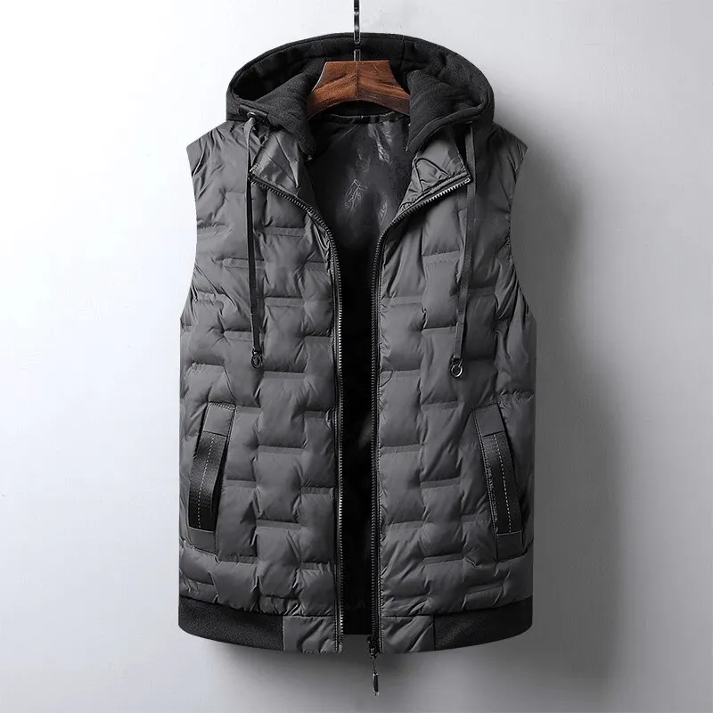 Stylish Quilted Sports Insulated Men's Vest with Hood - SF1532