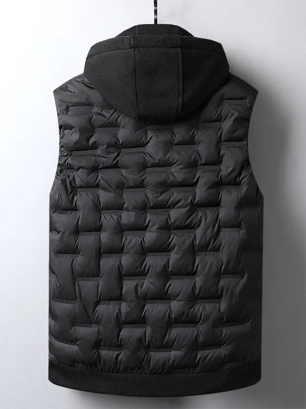 Stylish Quilted Sports Insulated Men's Vest with Hood - SF1532