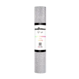 Teckwrap Glitter Heat Transfer Vinyl - Silver | Durable & Sparkling Designs for Tees, Hoodies, Hats, and More!