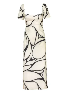 Tia Dress in Ivory/Black