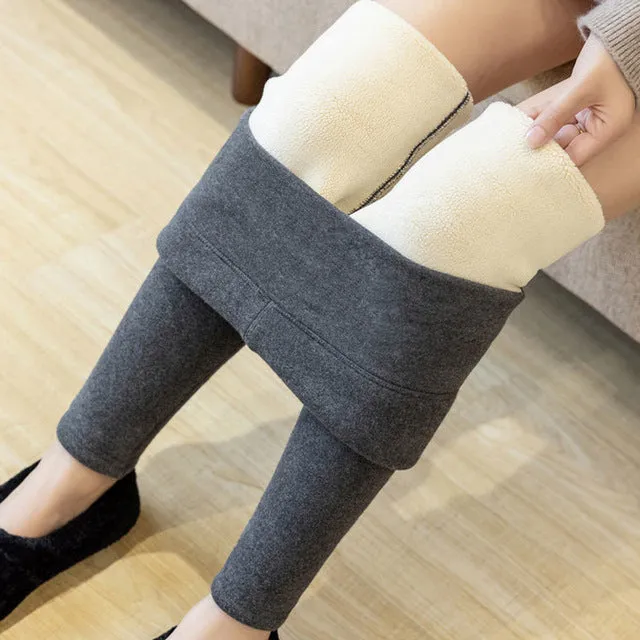 Winter Stretchable Tights | Lambswool Tights | Women's Tights | Waist Black Leggings | Compression Thick Lamb Wool Pants | High Waist | Winter Gift