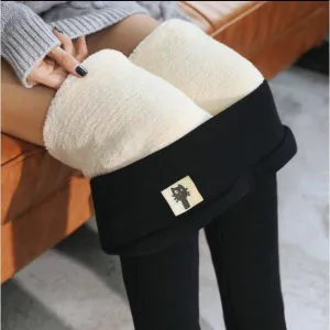 Winter Stretchable Tights | Lambswool Tights | Women's Tights | Waist Black Leggings | Compression Thick Lamb Wool Pants | High Waist | Winter Gift