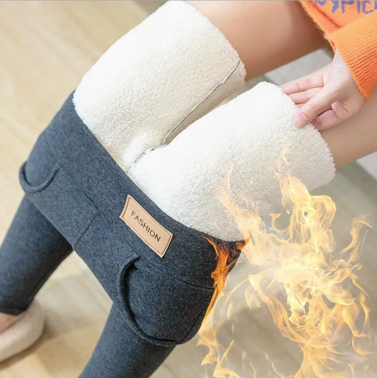 Winter Stretchable Tights | Lambswool Tights | Women's Tights | Waist Black Leggings | Compression Thick Lamb Wool Pants | High Waist | Winter Gift