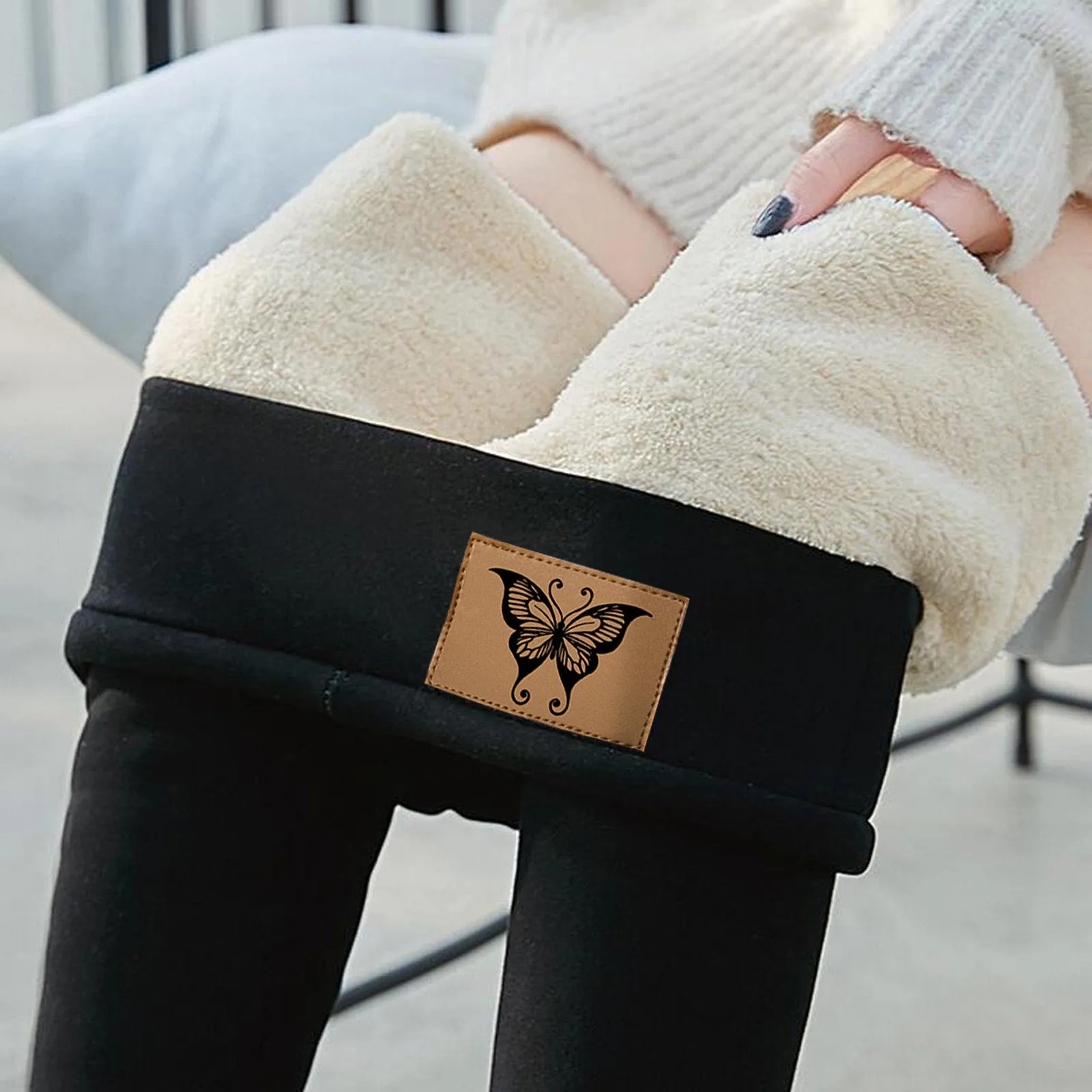 Winter Stretchable Tights | Lambswool Tights | Women's Tights | Waist Black Leggings | Compression Thick Lamb Wool Pants | High Waist | Winter Gift