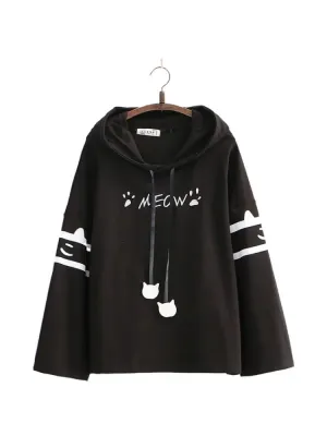 Women's Hooded Sweatshirt Letter Print Drawstring Cotton Hoodies Autumn Winter Long Sleeve Harakuju Pullover Tracksuits